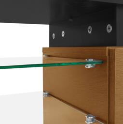 STILVORA TV Stand with LED, 170 cm, Black & Natural - thumbnail 8