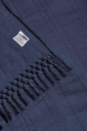 Homescapes Kashi Cotton Throw with Tassels in Navy - Size: 255 cm x 360 cm - thumbnail 5