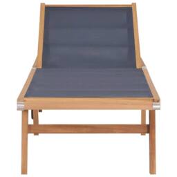 Berkfield Home Beautiful Folding Sun Loungers with Wheels 2 pcs Solid Teak & T in Brown - thumbnail 1