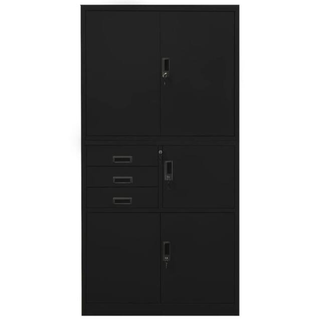 Berkfield Home Office Cabinet Black 90x40x180 cm Steel - Size: 90 x 40 x 180 cm - image 1