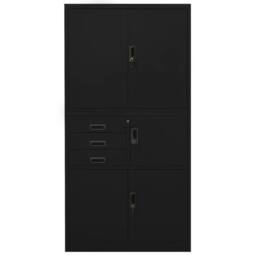 Berkfield Home Office Cabinet Black 90x40x180 cm Steel - Size: 90 x 40 x 180 cm - thumbnail 1