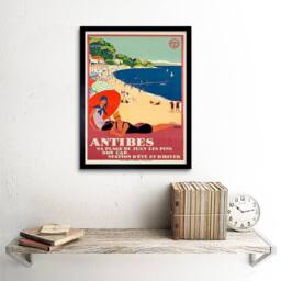 "Wee Blue Coo Travel Tourism Antibes Beach Sea Ocean Sun Paris Framed Wall Art Print - Size: W12"" x H16""" - thumbnail 2