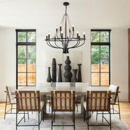 Garwarm 12-Light Dimmable Wagon Wheel Chandelier with Beaded Accents in Black - thumbnail 9