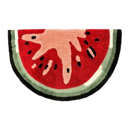 Mooky Mats Watermelon Slice Semi Circle Bath Mat in Red - thumbnail 1
