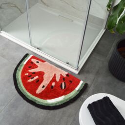Mooky Mats Watermelon Slice Semi Circle Bath Mat in Red - thumbnail 2