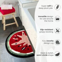 Mooky Mats Watermelon Slice Semi Circle Bath Mat in Red - thumbnail 4