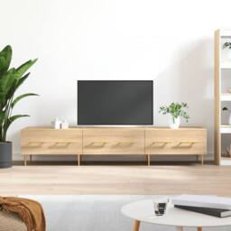 Berkfield Home TV Cabinet Sonoma Oak 150x36x30 cm Engineered Wood in Light Tan - Size: 150 x 36 x 30 cm - thumbnail 2