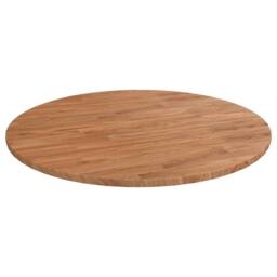Berkfield Home Round Table Top Light Brown Ã˜70x1.5 cm Treated Solid Wood Oak - Size: 70x1.5 cm - thumbnail 2