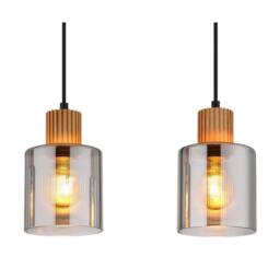 Netlighting Aleidis Bar Pendant Ceiling Light Matt Black Smoke Glass Shade 3x E27 - thumbnail 3