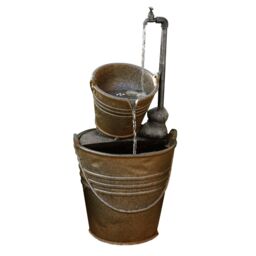 Primrose Tap Bucket Indoor Outdoor Tiered Garden Water Feature LEDs 76cm in White - thumbnail 2