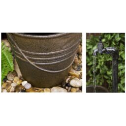 Primrose Tap Bucket Indoor Outdoor Tiered Garden Water Feature LEDs 76cm in White - thumbnail 4