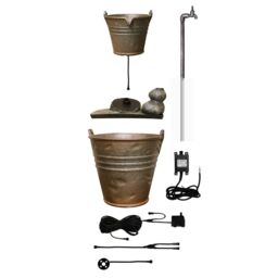 Primrose Tap Bucket Indoor Outdoor Tiered Garden Water Feature LEDs 76cm in White - thumbnail 5