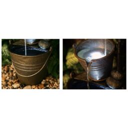 Primrose Tap Bucket Indoor Outdoor Tiered Garden Water Feature LEDs 76cm in White - thumbnail 3