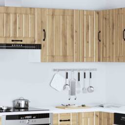 Berkfield Home Kitchen Wall Cabinet Lucca Artisan Oak Engineered Wood in Light Oak - thumbnail 4