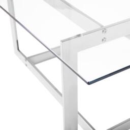Wyld and Coco Silver Glass Coffee Table Tempered Glass Top Polished Stainless - thumbnail 5