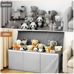 Kelvenix 145L Toy Storage Box Large Foldable Kids Toy Chest & Box Toy Organiser in Grey - thumbnail 3