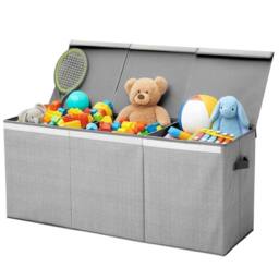 Kelvenix 145L Toy Storage Box Large Foldable Kids Toy Chest & Box Toy Organiser in Grey