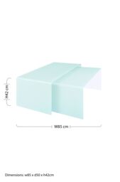 Orsina Nest of 2 Aqua Green Bent Glass Coffee Tables, Minimalist Display Coffee Table, Decorative Accent Table - thumbnail 3