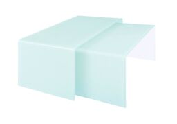 Orsina Nest of 2 Aqua Green Bent Glass Coffee Tables, Minimalist Display Coffee Table, Decorative Accent Table - thumbnail 5