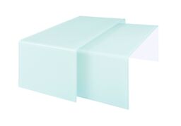 Orsina Nest of 2 Aqua Green Bent Glass Coffee Tables, Minimalist Display Coffee Table, Decorative Accent Table - thumbnail 1