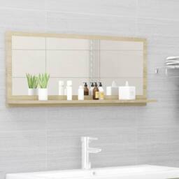 Berkfield Home Bathroom Mirror Sonoma Oak 90x10.5x37 cm Engineered Wood in Brown - thumbnail 1
