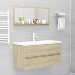 Berkfield Home Bathroom Mirror Sonoma Oak 90x10.5x37 cm Engineered Wood in Brown - thumbnail 6