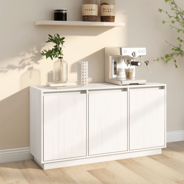 Berkfield Home Sideboard White 111x34x60 cm Solid Wood Pine - Size: 111 x 34 x 60 cm - image 1