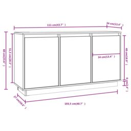 Berkfield Home Sideboard White 111x34x60 cm Solid Wood Pine - Size: 111 x 34 x 60 cm - thumbnail 9