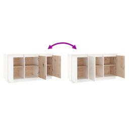 Berkfield Home Sideboard White 111x34x60 cm Solid Wood Pine - Size: 111 x 34 x 60 cm - thumbnail 5