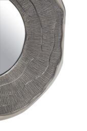 Orsina Small Oak Effect Silver Wall Mirror, 62cm Round Decorative Wall Mirror, Compact Modern Mirror with Oak Effect - thumbnail 4