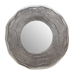 Orsina Small Oak Effect Silver Wall Mirror, 62cm Round Decorative Wall Mirror, Compact Modern Mirror with Oak Effect - thumbnail 2