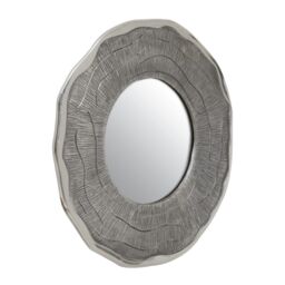 Orsina Small Oak Effect Silver Wall Mirror, 62cm Round Decorative Wall Mirror, Compact Modern Mirror with Oak Effect - thumbnail 5