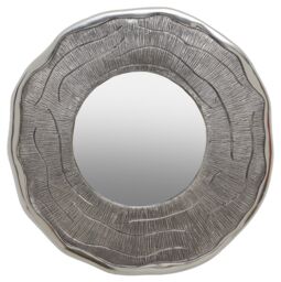 Orsina Small Oak Effect Silver Wall Mirror, 62cm Round Decorative Wall Mirror, Compact Modern Mirror with Oak Effect