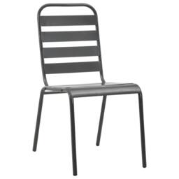 Berkfield Home Stackable Garden Chair Set 5 pcs Anthracite Powder-coated Steel in Black - thumbnail 4