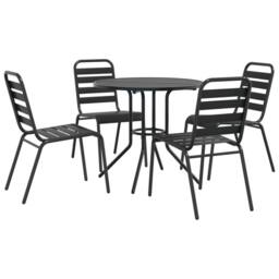 Berkfield Home Stackable Garden Chair Set 5 pcs Anthracite Powder-coated Steel in Black - thumbnail 2