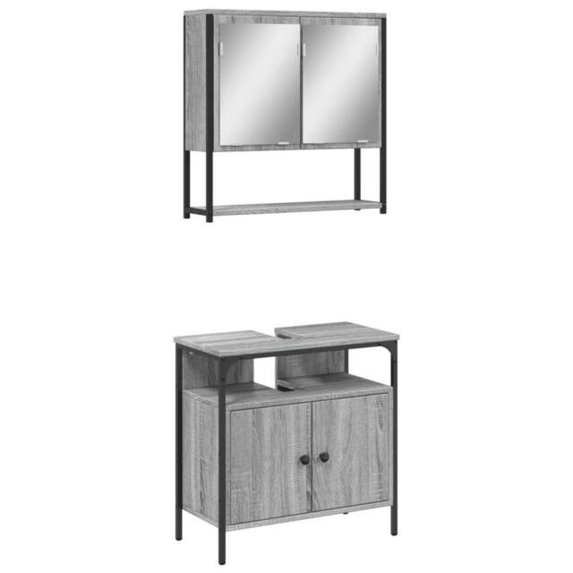 Berkfield Home 2 Piece Bathroom Furniture Set Grey Sonoma Engineered Wood - image 1