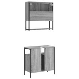 Berkfield Home 2 Piece Bathroom Furniture Set Grey Sonoma Engineered Wood - thumbnail 8
