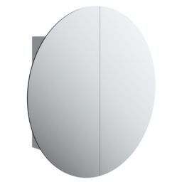 Berkfield Home Bathroom Cabinet with Round Mirror&LED Grey 54x54x17.5 cm - thumbnail 2