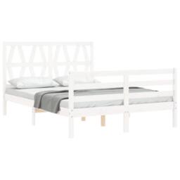 Berkfield Home Bed Frame with Headboard White Small Double Solid Wood - thumbnail 4