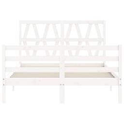 Berkfield Home Bed Frame with Headboard White Small Double Solid Wood - thumbnail 7