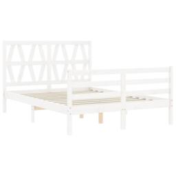 Berkfield Home Bed Frame with Headboard White Small Double Solid Wood - thumbnail 5
