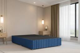 "Nexus Mattresses Ltd Verona Plush Divan Bed Base No Drawers - 12"" Footboard & 54"" Headboard in Navy - Size: Small Double" - thumbnail 4