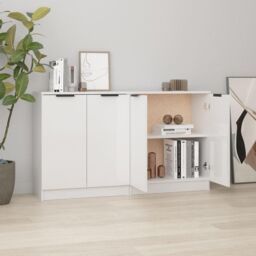 Sideboards 2 pcs High Gloss White 60x30x70 cm Engineered Wood - thumbnail 1