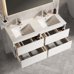 Banyetti Venti 1200mm Wall Hung Vanity Unit with Lira Basin - Matt White - thumbnail 2