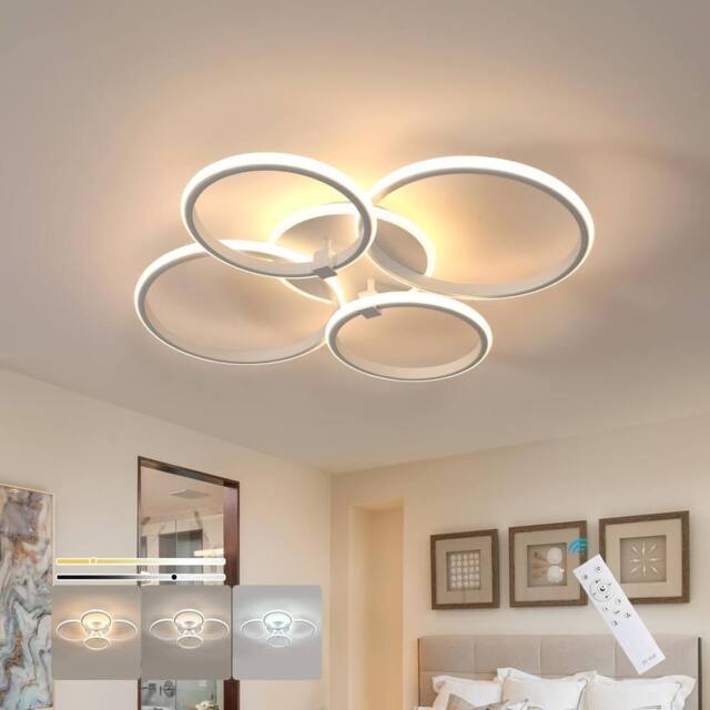 Goeco Round LED Ceiling Light 39W Dimmable for Living Room Bedroom Kitchen in White - image 1