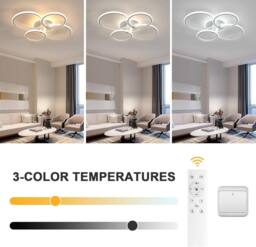 Goeco Round LED Ceiling Light 39W Dimmable for Living Room Bedroom Kitchen in White - thumbnail 5