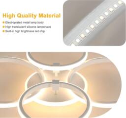 Goeco Round LED Ceiling Light 39W Dimmable for Living Room Bedroom Kitchen in White - thumbnail 8