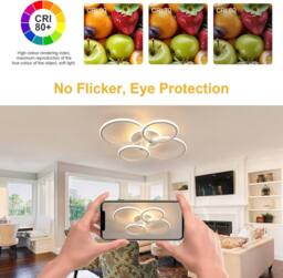 Goeco Round LED Ceiling Light 39W Dimmable for Living Room Bedroom Kitchen in White - thumbnail 6