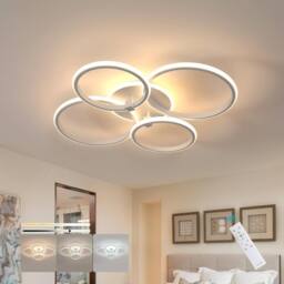 Goeco Round LED Ceiling Light 39W Dimmable for Living Room Bedroom Kitchen in White - thumbnail 1