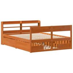 Berkfield Home Bed Frame without Mattress Wax Brown 135x190 cm Double Solid Wood Pine - thumbnail 3
